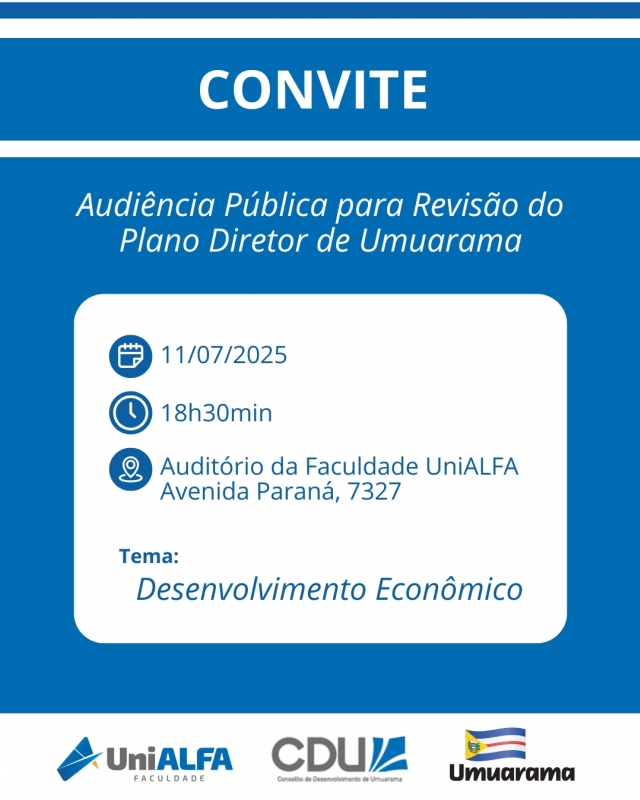 AUDIÊNCIA PÚBLICA SOBRE O PLANO DIRETOR DE UMUARAMA