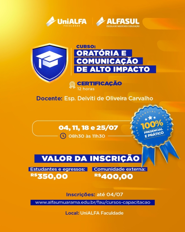 Curso de Oratória e Comunicação de Alto Impacto 
