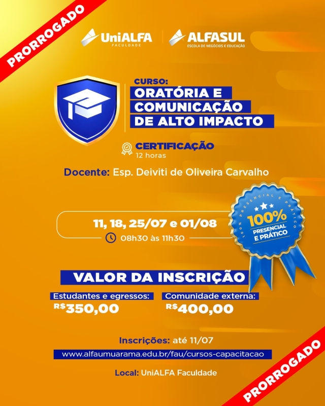 Curso de Oratória e Comunicação de Alto Impacto 