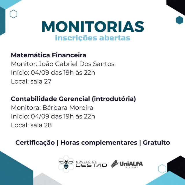 Monitorias do Núcleo de Gestão